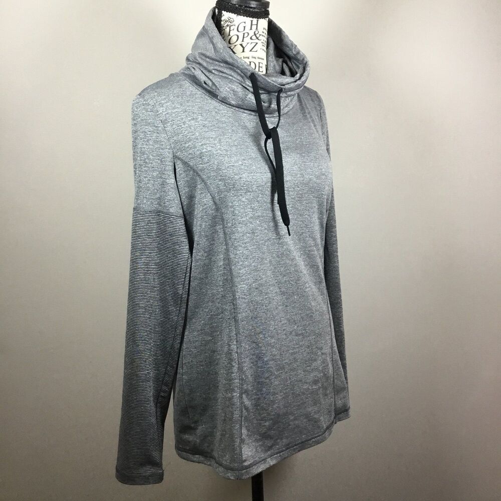 Danskin Now cowl neck athletic grey sweater sports work out running gym S